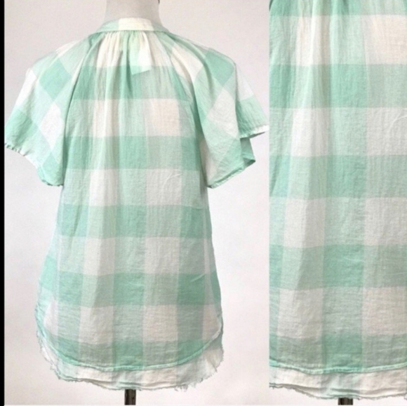 Anthropologie Maeve Gingham Flutter Top - Picture 6 of 7